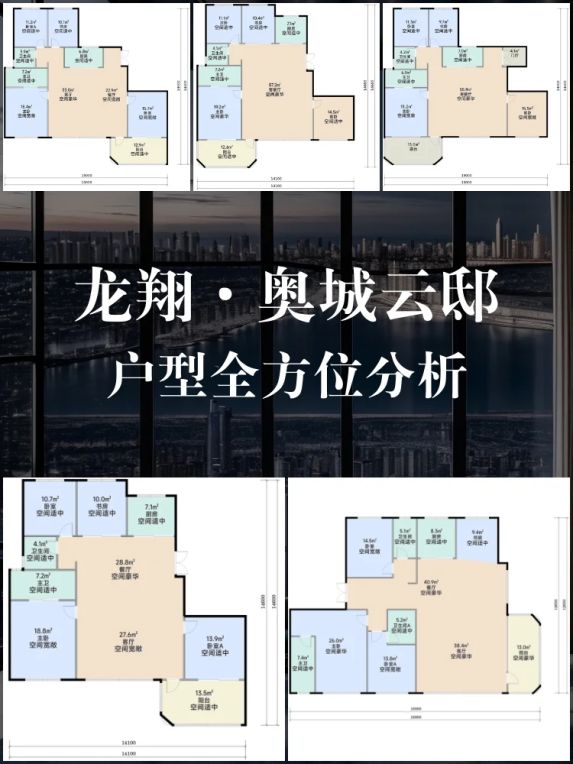 龙翔·奥城云邸143㎡横厅户型解析:高附赠空间+南北通透太香了