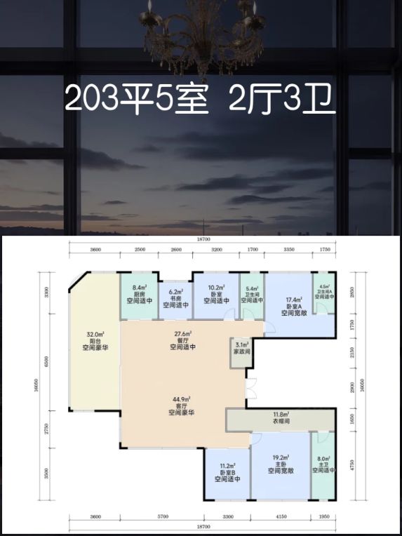 邦泰·观宸高新203㎡5室户型解析:软件新城高端改善必看