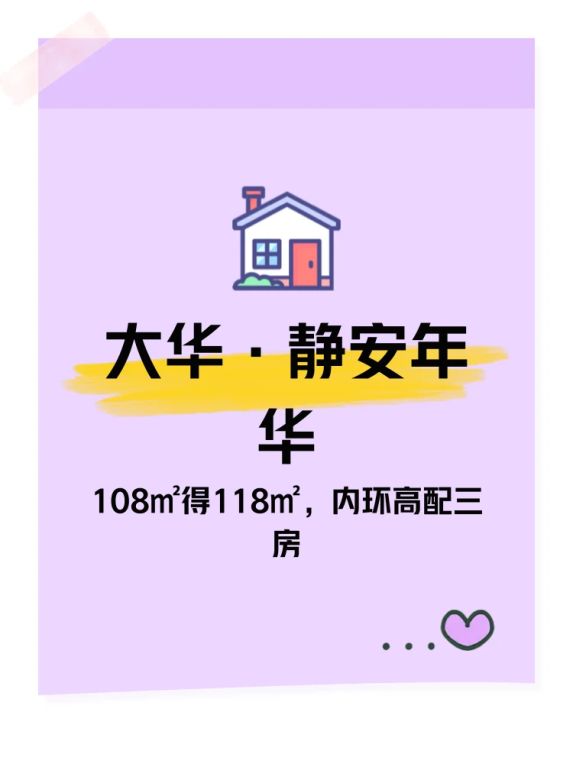 静安内环旁大华·静安年华新盘108㎡三房总价1270万起