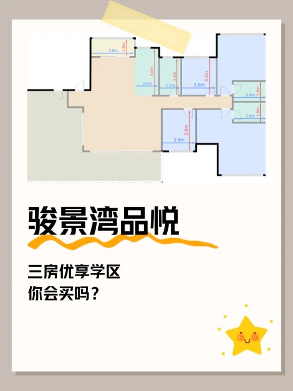 骏景湾品悦162㎡三房户型解析，鹤山学区房值不值得买？