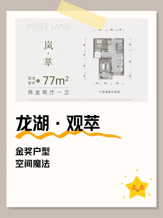 昌平新盘龙湖观萃77㎡两居户型解析