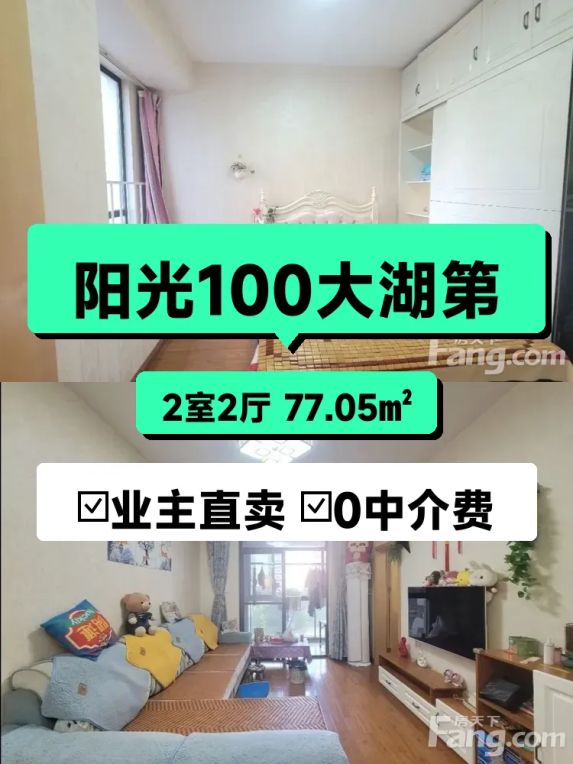 阳光100大湖第两居室南北通透湖景房出售