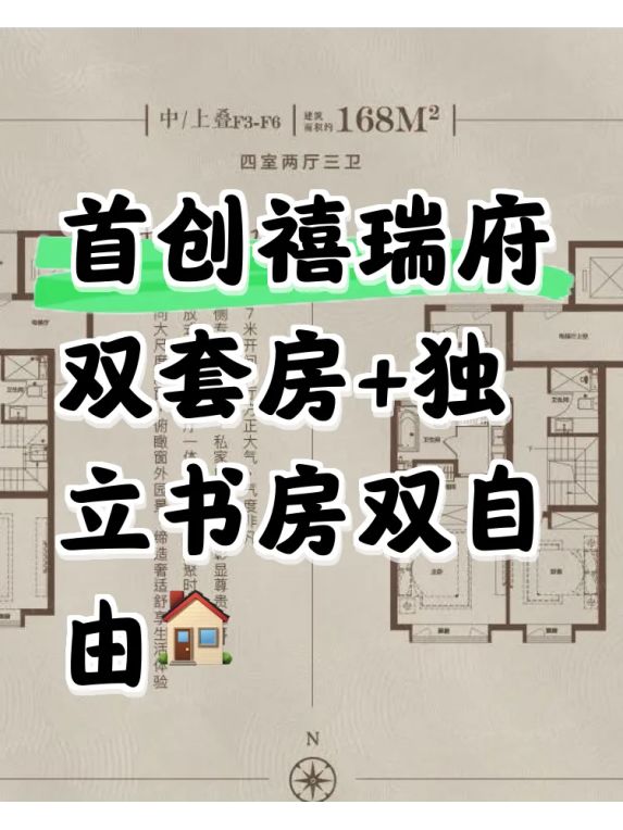 首创禧瑞府168㎡户型解析：大平层如何实现别墅与单身公寓的双重体验