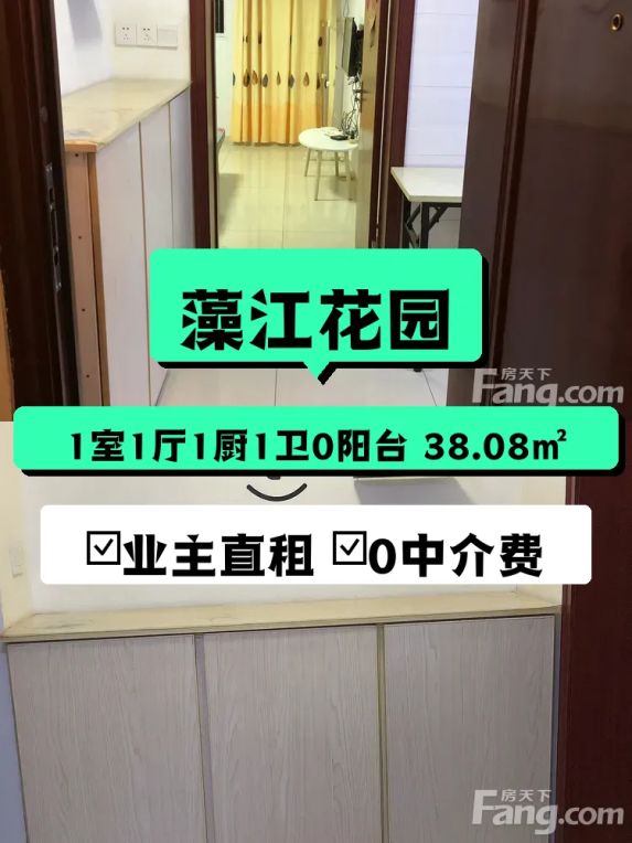 藻江花园南向精装一居室出租，天目山路地铁房